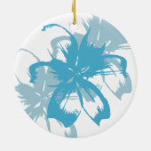 Aloha Aqua Blue Floral Keramisch Ornament (Achterkant)