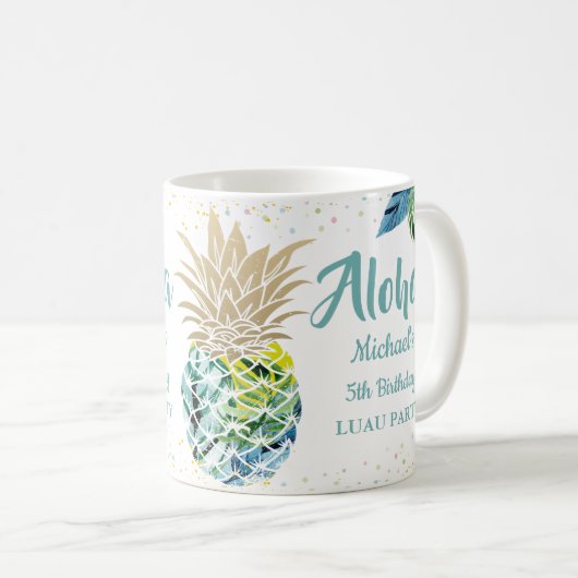 Aloha Aquarelle Aiguille tropicale ananas Mug (Devant droit)