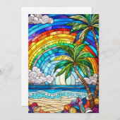 Aloha arc-en-ciel île vitrail carte (Devant / Derrière)