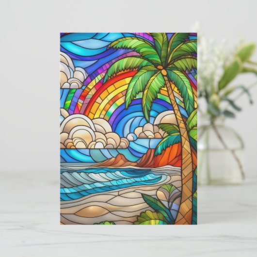 Aloha arc-en-ciel île vitrail carte (Debout devant)
