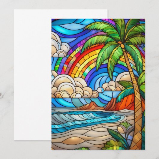 Aloha arc-en-ciel île vitrail carte (Devant / Derrière)