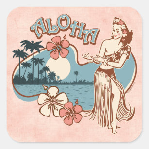 Aloha autocollant de fille de danse polynésienne