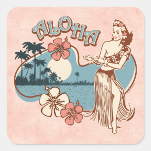 Aloha autocollant de fille de danse polynésienne