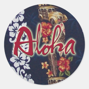 Aloha autocollant hawaïen bleu d'impression