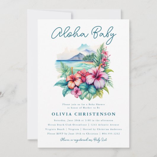 Aloha Baby Baby shower tropical Invitation (Devant)