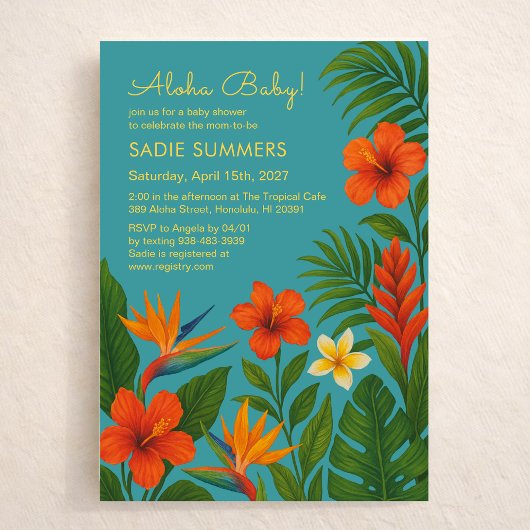 Aloha Baby! Chic Tropische Baby Shower Kaart