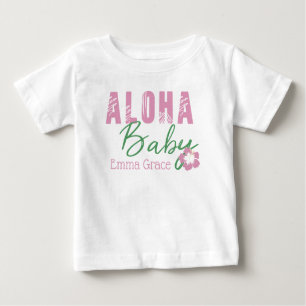 Aloha Baby Roze en Groene Tropische Bloem Monogram