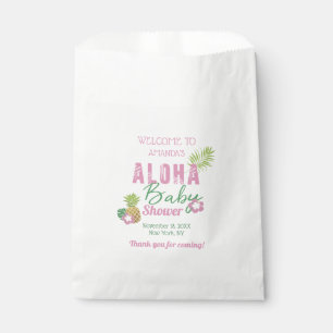 Aloha Baby Roze & Groen Tropisch Meisje Baby showe Bedankzakje