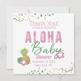 Aloha Baby roze groene tropische ananas dank u Bedankkaart
