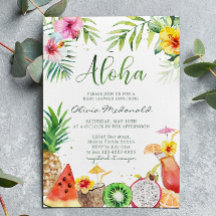 Aloha Baby shower de fruits tropicaux Invitation