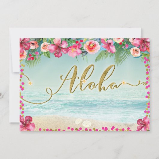 Aloha Baby shower Hawaiian Retro Beach Invitations (Dos)