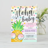 Aloha Baby shower Invitation Baby shower ananas (Debout devant)