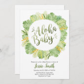 Aloha Baby shower Invitation Feuilles Tropical Ver (Devant / Derrière)