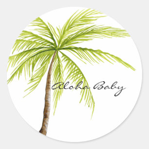 Aloha Baby shower Palm Tree Island Beach Tropisch Ronde Sticker