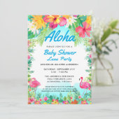 Aloha Baby shower tropical Luau Invitation Bleu (Debout devant)