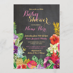 Aloha Baby Shower Tropische Luau Meisje Roze Uitno Kaart