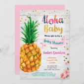 Aloha baby shower uitnodiging - Zomer tropisch (Voorkant / Achterkant)