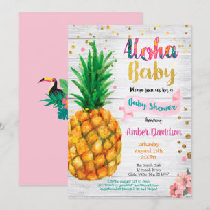 Aloha baby shower uitnodiging - Zomer tropisch
