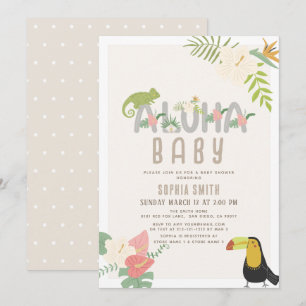 Aloha Baby Tropisch Bloemen Toucan Baby shower Kaart