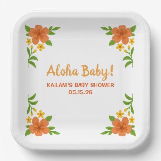 Aloha Baby! Tropisch Hawaiiaans Baby shower Papieren Bordje