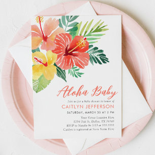 Aloha Baby Tropische Hibiscus Luau-Baby shower Kaart