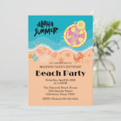 Aloha Beach Birthday Party Kaart (Staand voorkant)