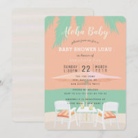 Aloha Beach Coral Baby shower rose Invitation