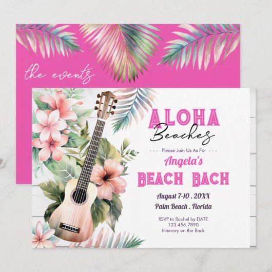 Aloha Beach Meidenavondje Kaart (Voorkant / Achterkant)