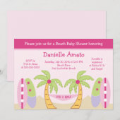 Aloha Beach Party Baby Girl Douche Invitation (Devant / Derrière)