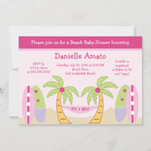 Aloha Beach Party Baby Girl Shower Kaart