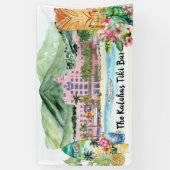 Aloha Beach | Personalized Tiki Bar Luau Party Spandoek (Verticaal)