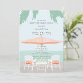Aloha Beach Roze Turquoise Baby shower Uitnodiging (Staand voorkant)