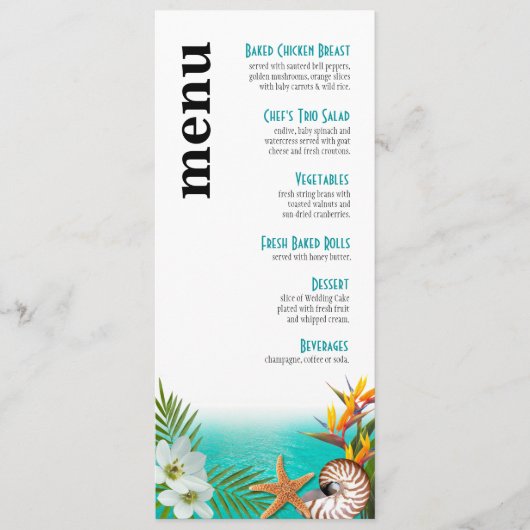 Aloha Beach Wedding Menu Plumeria Frangipani (Devant)