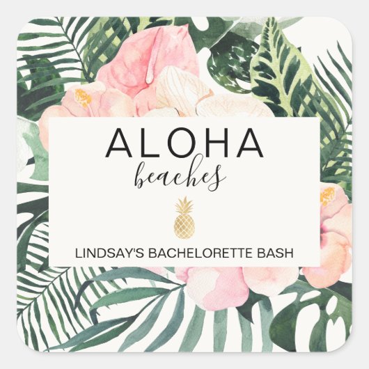 Aloha Beaches Bachelorette Vierkante Sticker (Voorkant)