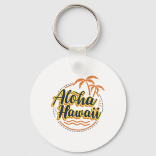 Aloha Beaches Hawaii Palms Surfer Shirt Sleutelhanger
