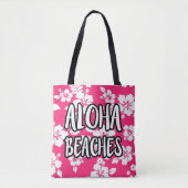 Aloha Beaches Roze Hibiscus canvas tas (Voorkant)