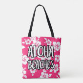 Aloha Beaches Roze Hibiscus canvas tas (Achterkant)