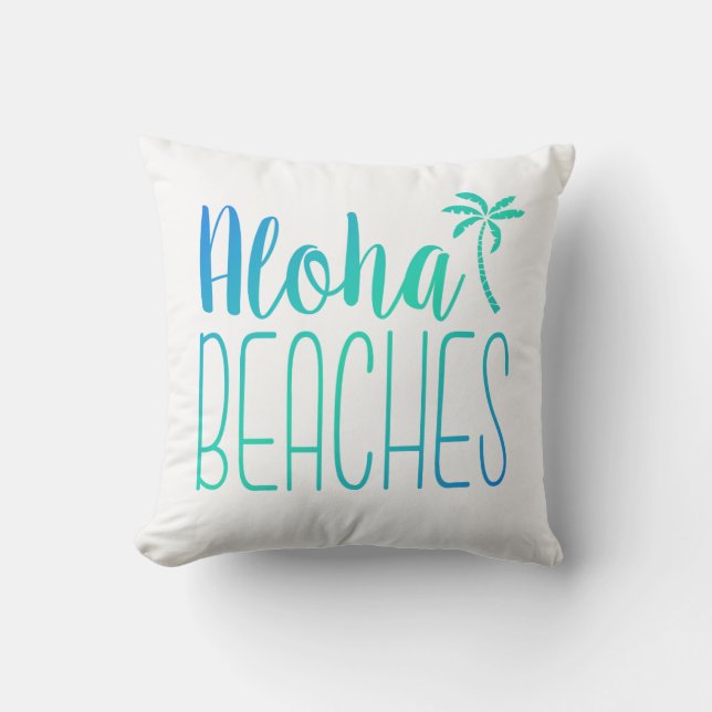 Aloha Beaches | Turquoise Ombre Pillow Buitenkussen (Voorkant)