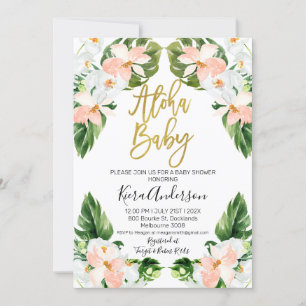 Aloha bébé tropical baby shower invitation