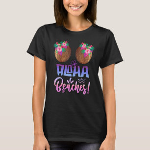 Aloha beslaat kokokospek met Hawaiian tropisch F T-shirt