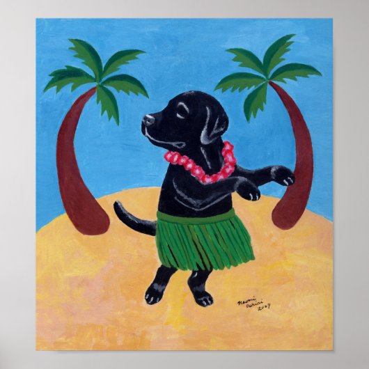 Aloha Black Labrador Artwork Poster (Voorkant)