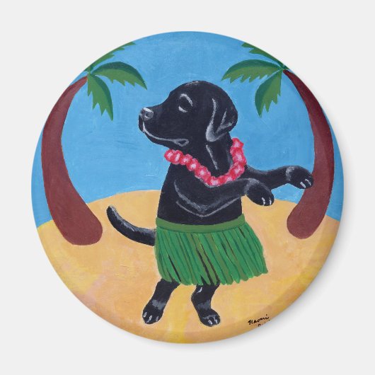 Aloha Black Labrador Magneet (Voorkant)