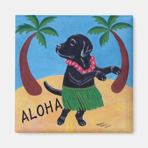 Aloha Black Labrador Magneet
