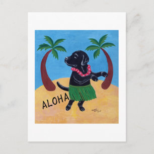 Aloha Black Labrador schilderij Briefkaart