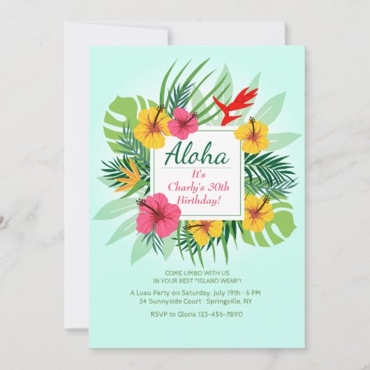 Aloha Bloemen Uitnodiging (Voorkant)