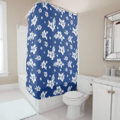 Aloha Blue Classic Hawaiian Seamless Pattern Douchegordijn (In situ)
