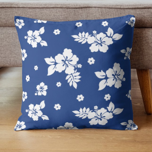 Aloha Blue Classic Hawaiian Seamless Pattern Kussen (Creator heeft geüpload)