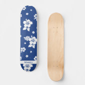 Aloha Blue Classic Hawaiian Seamless Pattern Skateboard (Voorkant)