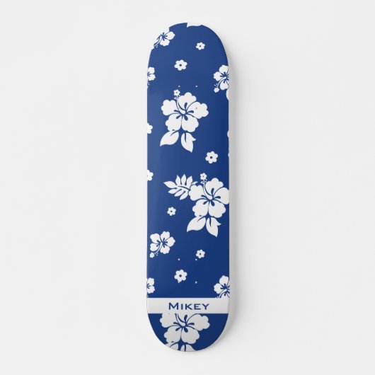 Aloha Blue Classic Hawaiian Seamless Pattern Skateboard (Voorkant)