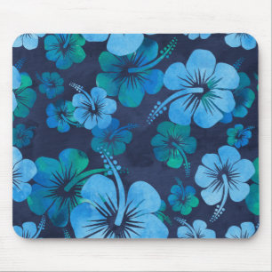 Aloha Blue Hawaiian Hibiscus Floral print Muismat